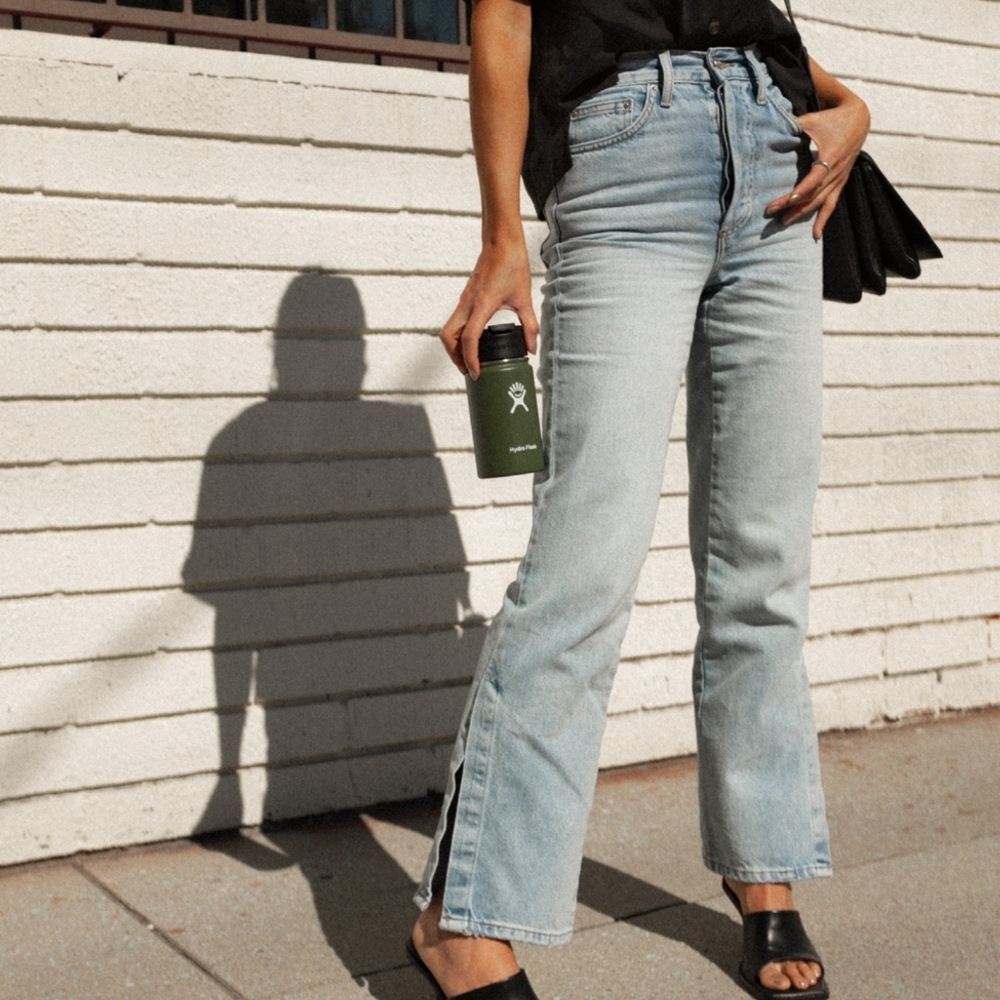 Topshop Straight Leg Split Hem Jeans 28